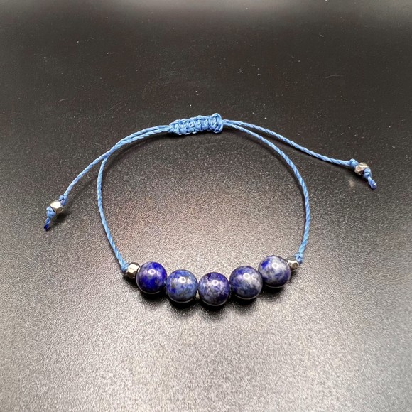 KC Gems Co. Natural Lapis Lazuli Slide Bracelet - September Birthstone - Picture 3 of 5